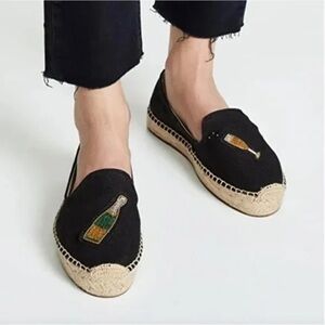 Soludos Smoking Slipper Espadrille Cheers Embroidered Champagne